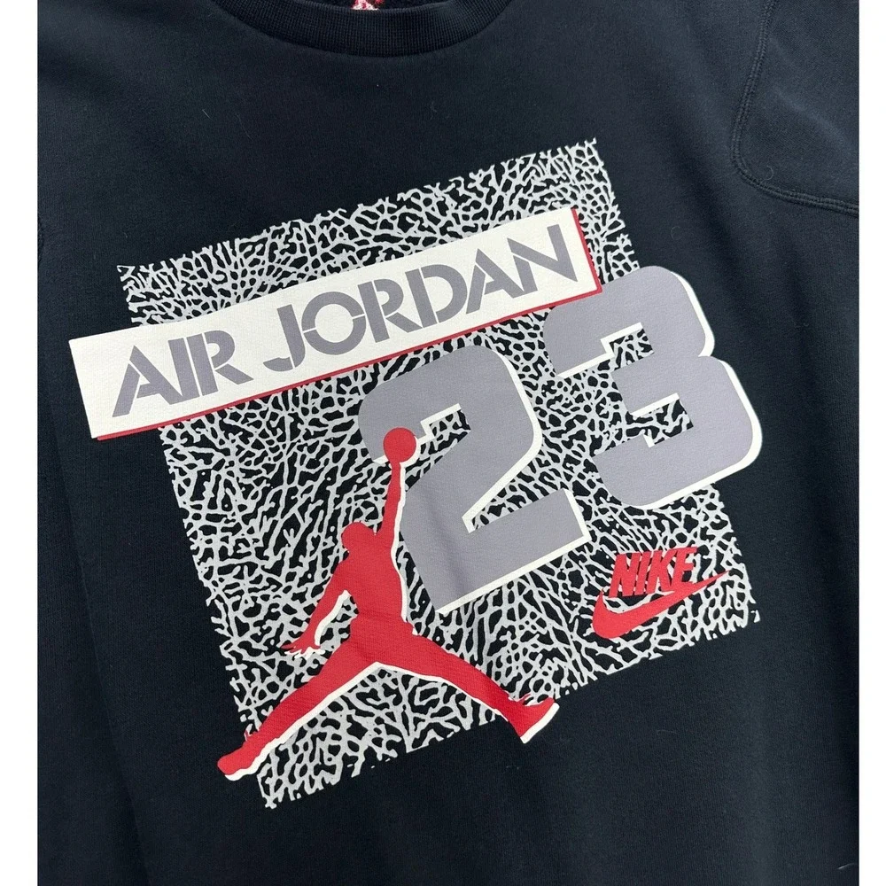 Jordan Sweatshirt Black Retro 3 Cement Elephant Print / Mens Large